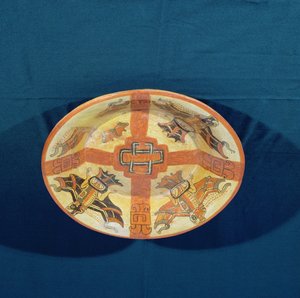 Begravelsesfartøj fundet i en grav i Balamku, Yucatan-halvøen, Mexico, tidlig klassisk periode (300-600 e.Kr.) (terracotta)